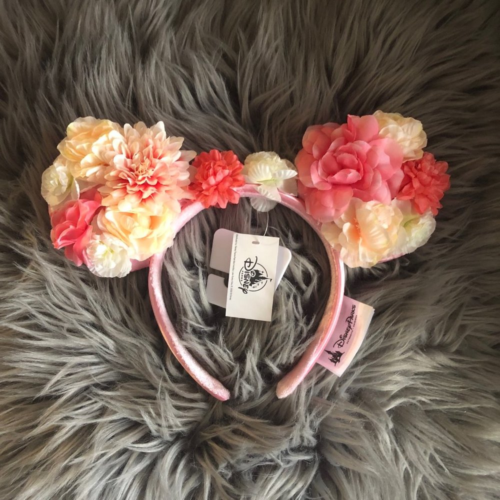 NWT Disney Parks Spring Floral Flower Minnie Mouse Ears Headband Food Wine Fest